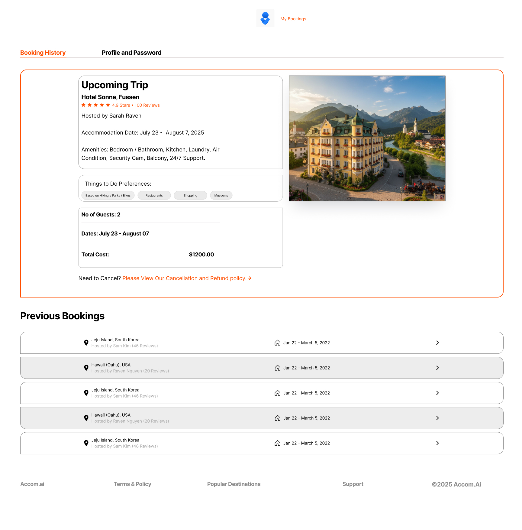 My booking 1